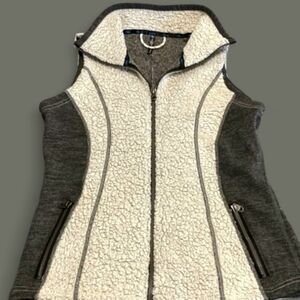 Kuhl Kozet Womens Vest Fleece Zip Outdoor Wool Blend Two Tone Gray Small